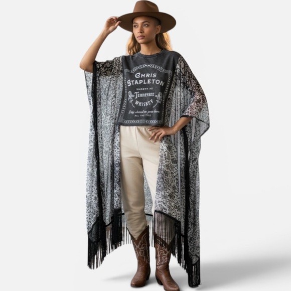 BunnyMac Tops - 0066. One of a kind Chris Stapleton Custom Poncho Top